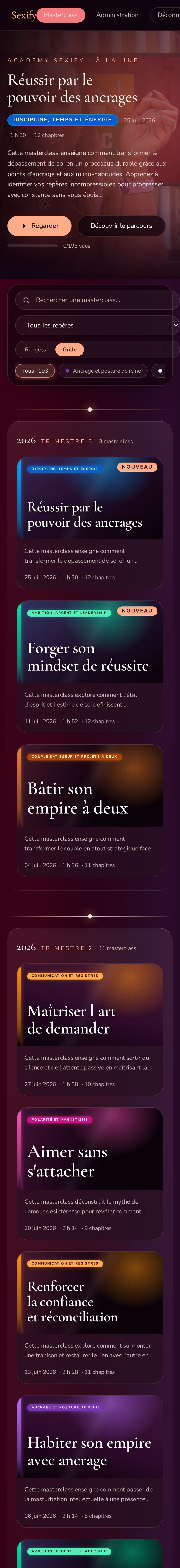 190+ masterclass à explorer